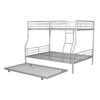 Full Long Over Queen Metal Bunk Bed With Trundle - Silver - Image 2