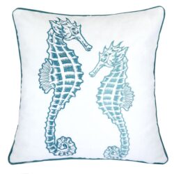 Seahorses Pillow Cover With Matching Back - Light Blue