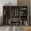6 Doors Wardrobe Storage For Bedroom, With 2 Drawers Inside - Black / Nature - Image 10