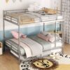 Full Over Full Metal Bunk Bed With Trundle - Silver - Image 13