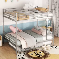Full Over Full Metal Bunk Bed With Trundle - Silver