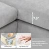 Modern Oversized Sectional Sofa, L-Shaped Luxury Couch Set With 2 Free Pillows, 5 Seat Chenille Indoor Furniture With Chaise - Light Gray - Image 19