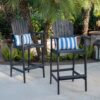 Outdoor Acacia Wood Adirondack Barstools (Set of 2) - Natural Stained - Dark Gray - Image 5