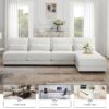 Oversized Deep Seat Sectional Sofa With Reversible Chaise, Loop Yarn Fabric 5 Seat Armless Indoor Furniture, Convertible L-Shaped Couch - Cream - Image 13