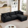 Modular L-Shaped Sectional Sofa Set With Movable Ottoman - Black - Image 5