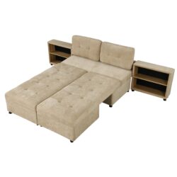 Versatile Sofa Bed Modular Sofa Free Combined Sofa With 2 Storage Racks - Brown