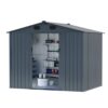 Outdoor Storage Shed, 8' x 6' Galvanized Steel Garden Shed With 4 Vents & Double Sliding Door, Utility Tool Shed Storage House For Backyard, Patio, Lawn - Dark Gray - Image 4