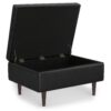 Shay - Mid Century Small Coffee Table Storage Ottoman - Distressed Black - Image 3