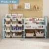 Kids Toy Storage Organizer With 2 Tier Bookshelf, Toy Storage With 12 Bins - Blue - Image 11