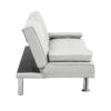 Sofa Bed With Armrest Two Holders Wood Frame, Stainless Leg, Futon - White - Image 9