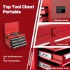 Tool Chest, 5 Drawer Rolling Tool Storage Cabinet With Detachable Top Tool Box, Liner, Universal Lockable Wheels, Adjustable Shelf, Locking Mechanism, Metal Tool Cart For Garage Workshop - Red - Image 6