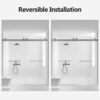 Frameless Double Sliding Soft-Close Shower Door, 3 / 8"Thick SGCC Tempered Glass Door - Brushed Nickel - Image 9