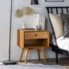 Mid-Century Modern Single Drawer Solid Wood Nightstand - Caramel - Image 5