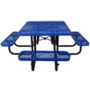 Outdoor Steel Picnic Square Table With Umbrella Pole - Blue - Image 9