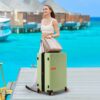 Contrast Color Hardshell Luggage 24" Expandable Spinner Suitcase With Tsa Lock Lightweight - Green - Image 2