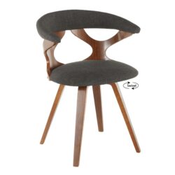 Gardenia - Mid-Century Modern Dining / Chair With Swivel - Walnut / Charcoal