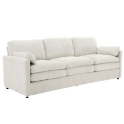 Cozy Upholstered 3 Seater Sofa Oversized Comfy Cloud Sofa Double Cushion 3 Seater Sofa Plush Cushion Sofa Couch For Living Room - Beige
