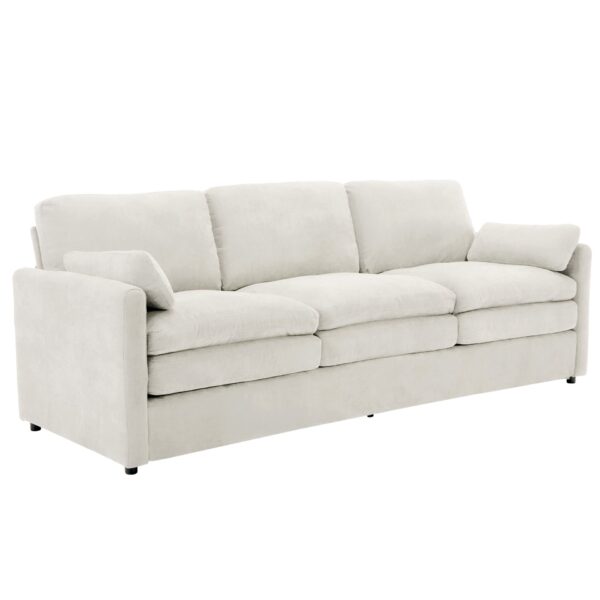 Cozy Upholstered 3 Seater Sofa Oversized Comfy Cloud Sofa Double Cushion 3 Seater Sofa Plush Cushion Sofa Couch For Living Room - Beige