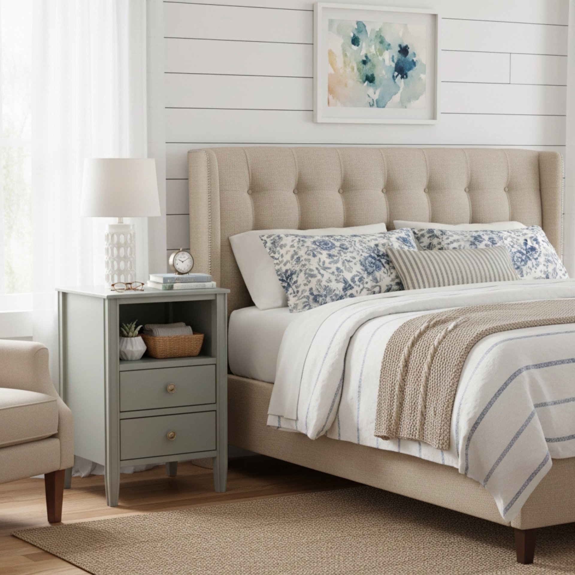 Winston - 2 Drawer Storage Nightstand With Fluted Tapered Legs And Knobs - Antique Gray - Image 2