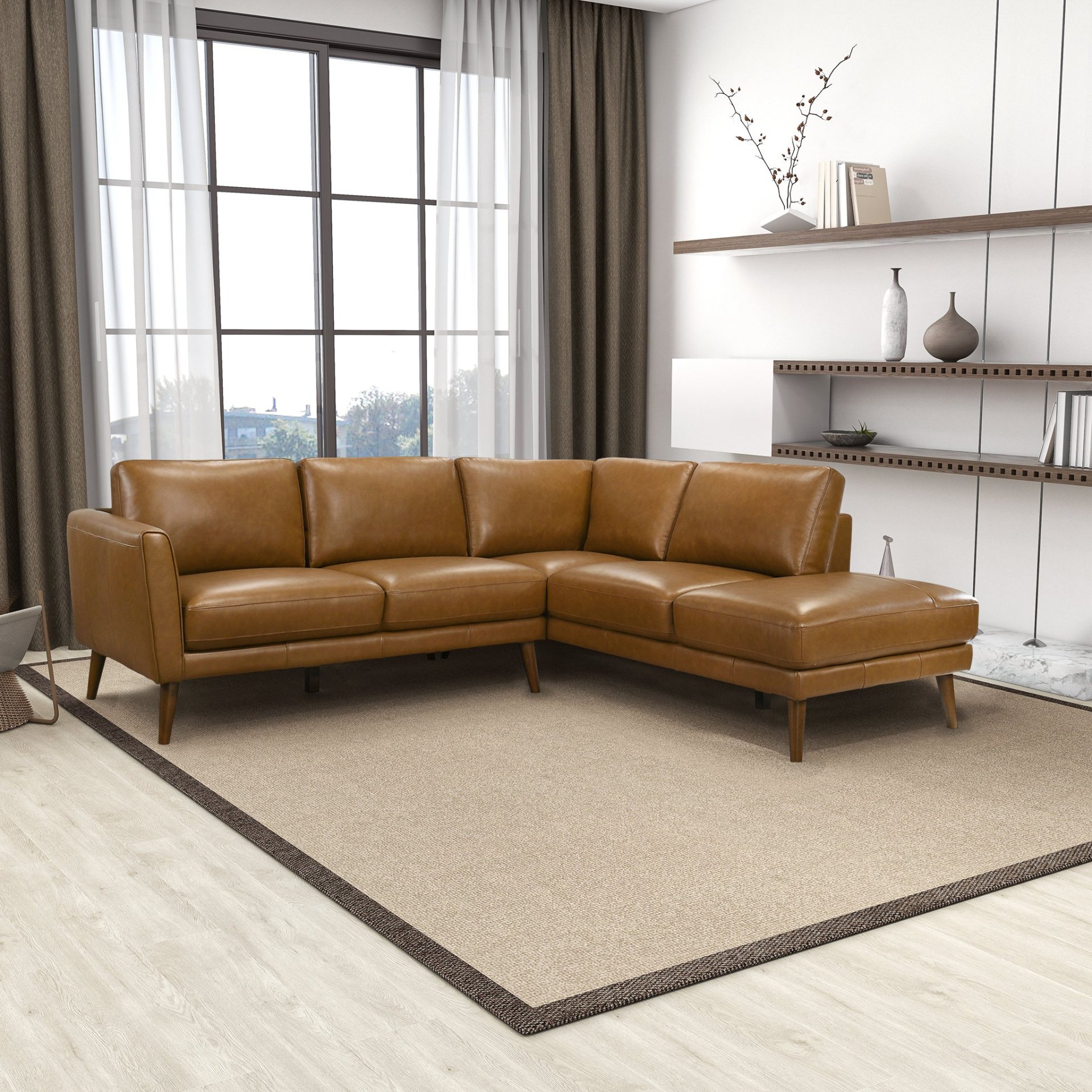 Benson - Sectional Sofa Right Facing Chaise - Tan - Image 5