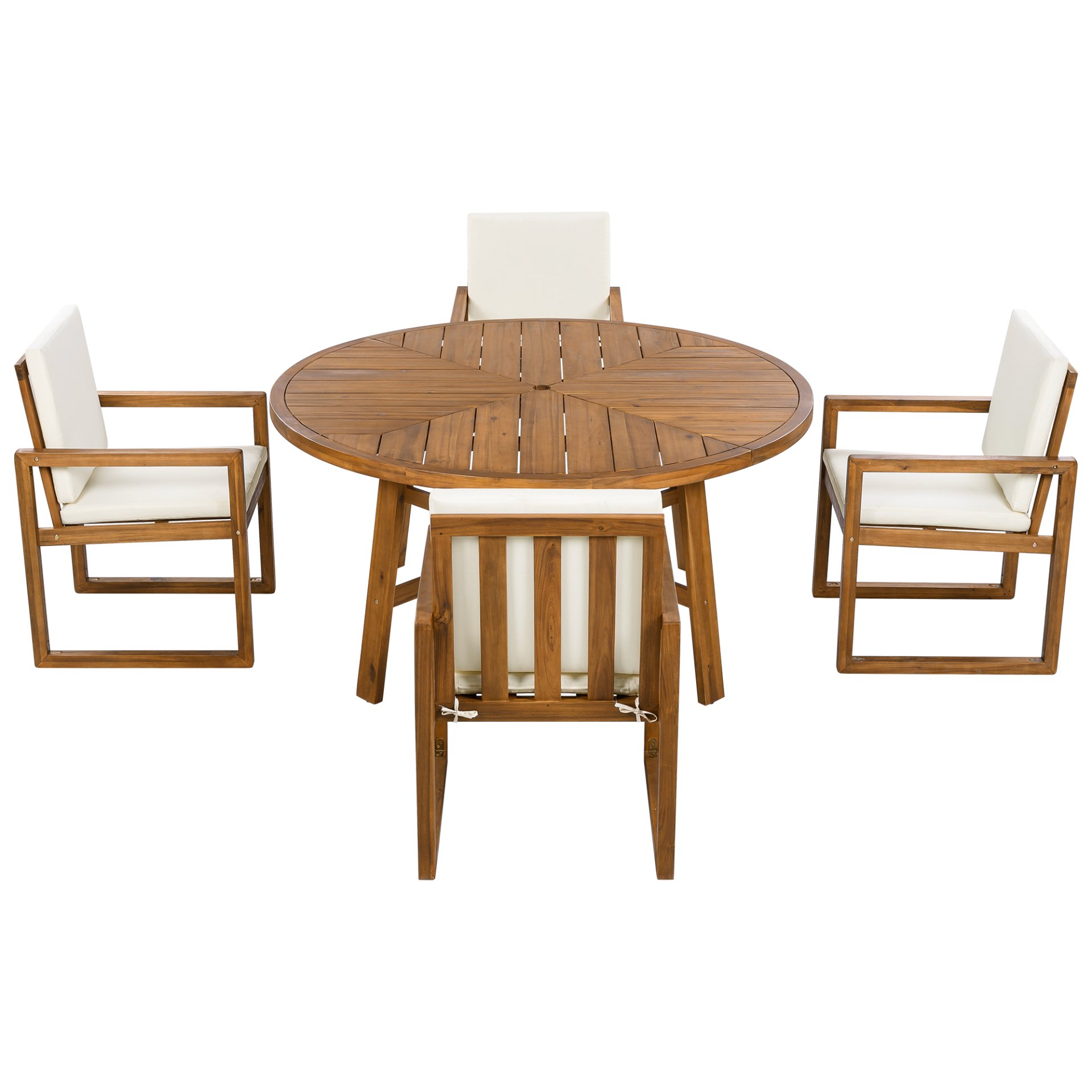 5 Piece Outdoor Patio Dining Set With 4 Armchairs And Table - Beige - Image 16