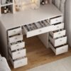 Vanity Desk With LED Lighted Mirror, Makeup Vanity With 11 Drawers, Adjustable Lighting - White - Image 6