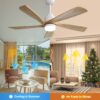 Indoor Ceiling Fan With Dimmable Led Light 5 Solid Wood Blades Remote Control Reversible Dc Motor With Smart App Control - White - Image 8