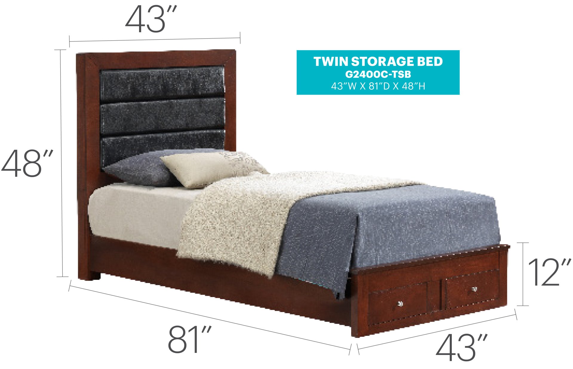 Twin Storage Bed - Cherry - Image 6