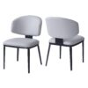 Modern Leather Upholstered Dining Chairs, Metal Legs (Set of 2) - Black / Gray - Image 6