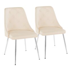 Giovanni - Contemporary / Dining Chair (Set of 2) - Chrome / Cream