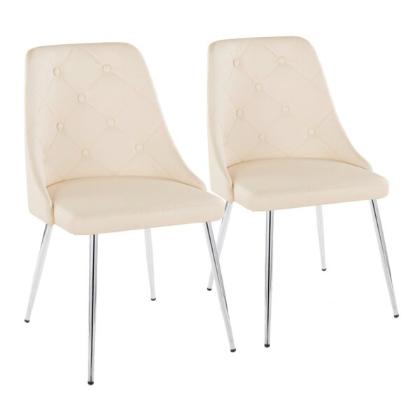 Giovanni - Contemporary / Dining Chair (Set of 2) - Chrome / Cream