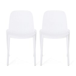 Outdoor Stacking Dining Side Chair (Set of 2) - White