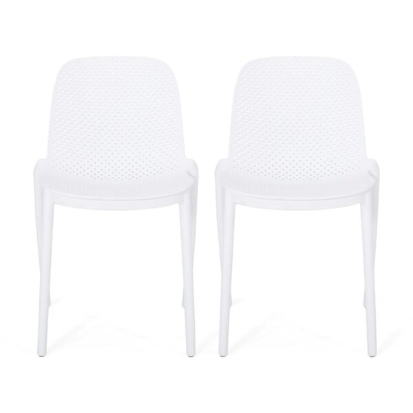 Outdoor Stacking Dining Side Chair (Set of 2) - White
