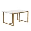 Modern Dining Table Set For 6 Faux Marble Kitchen Table Set With 6 Upholstered Dining Chairs, 7 Piece - White / Golden - Image 12
