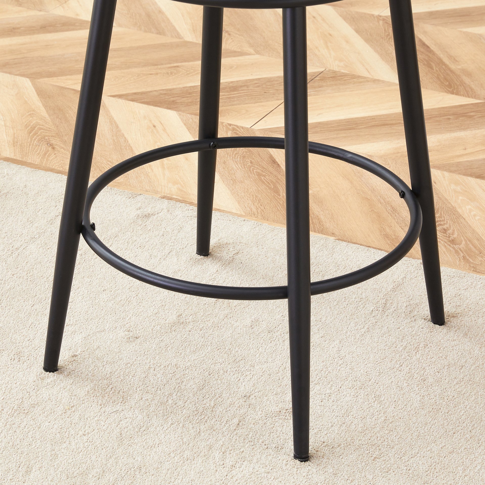 Stylish Ergonomic Bar Chairs Set With Breathable Cushions And Metal Legs, (Set of 2) - Black - Image 12