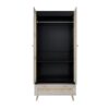 Tall Armoire Wardrobe Closet With 2 Rattan Doors & 1 Drawer, Boho Clothes Storage Cabinet With Hanging Rod For Bedroom - Natural / Black - Image 8