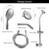 5" Multi Function Dual Shower Head With Adjustable Slide Bar - Chrome - Image 8