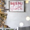Iron / Wood North Pole Trading Company Wall Sign, For Christmas Holiday Table Wall Decor - White / Red - Image 3