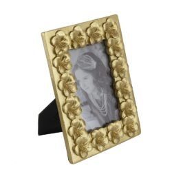 Vintage Photo Frame With Flower Design - Gold