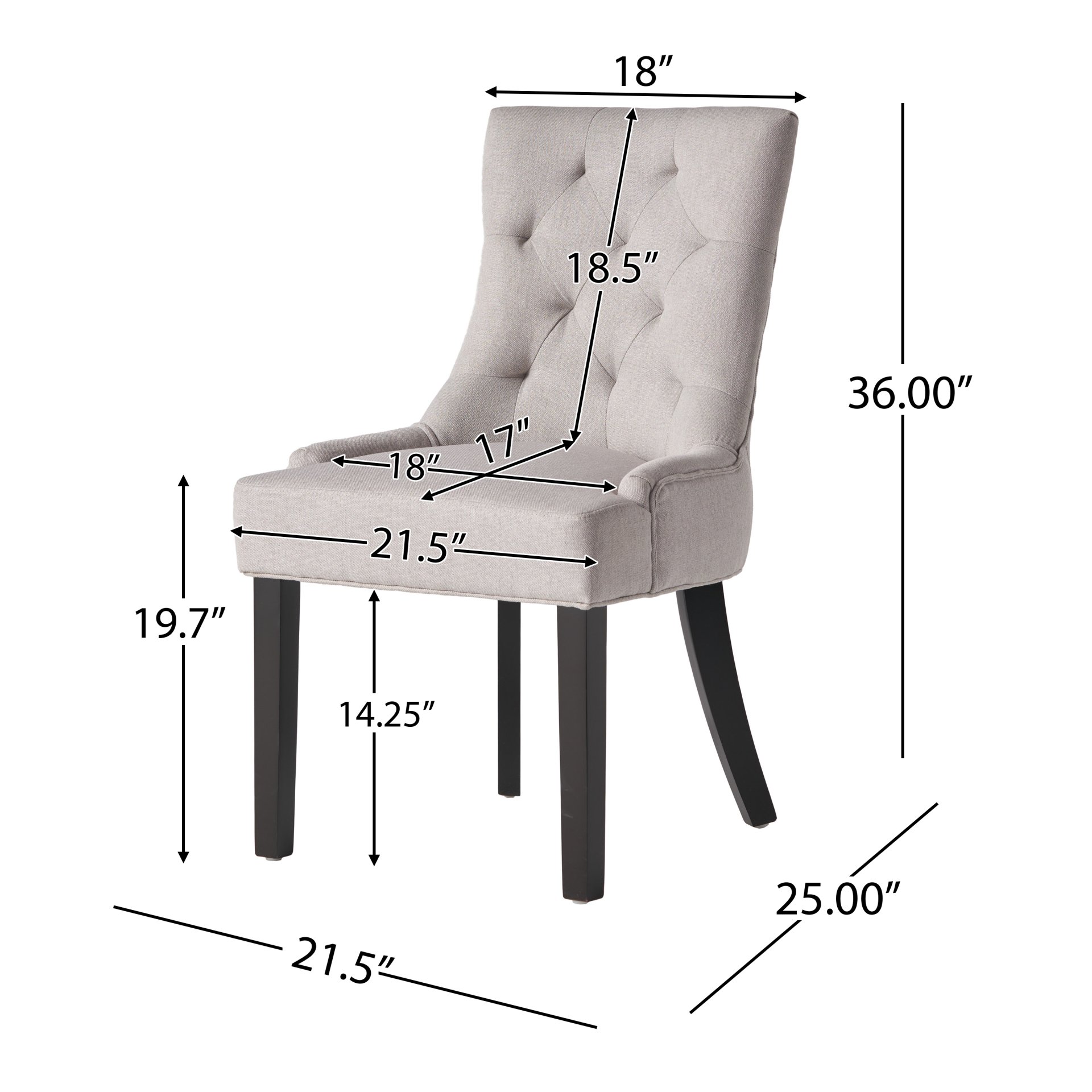Cheney - Dining Chair With Sloped Arms And Diamond Tufting (Set of 2) - Light Gray - Image 3
