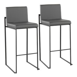 Fuji - Contemporary High Back Barstool (Set of 2) - Gray / Black