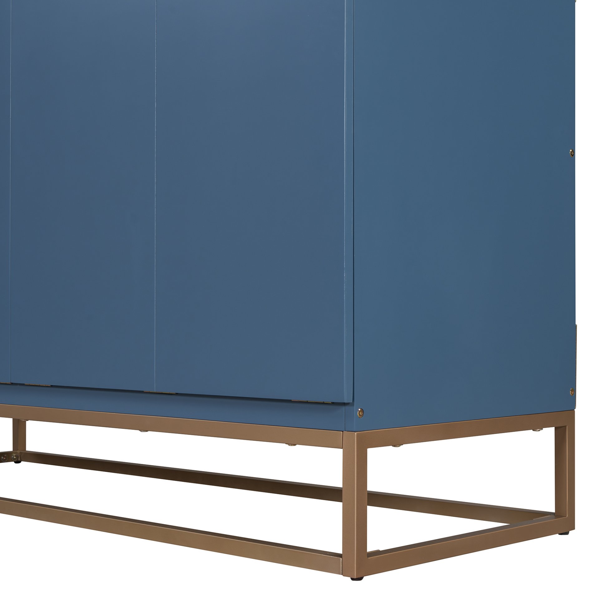 Queen Size Murphy Bed With Iron Legs, Modern Design - Blue - Image 12