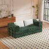 Convertible Couch Bed With 2 Pillows, 3 Seat Folding Floor Couch & King Size Bed Mattress, Diy Combination - Green - Image 2