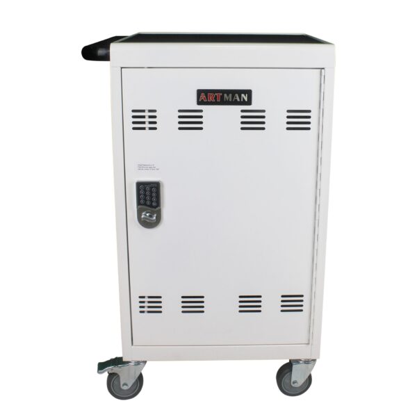 Mobile Charging Cart And Cabinet For Tablets Laptops 30 Device With Combination Lock - Antique White