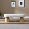 Dining Bench For Dining Room, Upholstered Bedroom End Of Bed Entryway Bench Fabric Ottoman For Living Room - Beige - Image 4