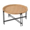 Farmhouse Round Wooden Round Coffee Table With Metal Legs - Black / Brown - Image 2