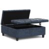 Harrison - Large Square Coffee Table Storage Ottoman - Blue - Image 2