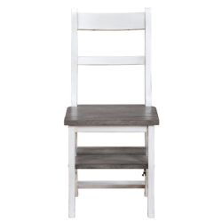 Solid Wood Foldable Ladderchair Dual Purpose Stepladders Step Display Stand Flower Stand Forhome, Library, Kitchen - Antique White / Sandstone