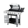 4 Burner Propane Gas Bbq Grill With Side Burner, 46790Btu Output With Enameed Cast Iron Cooking Grids For Outdoor Barbecue, Stainless Steel - Black / Silver - Image 7
