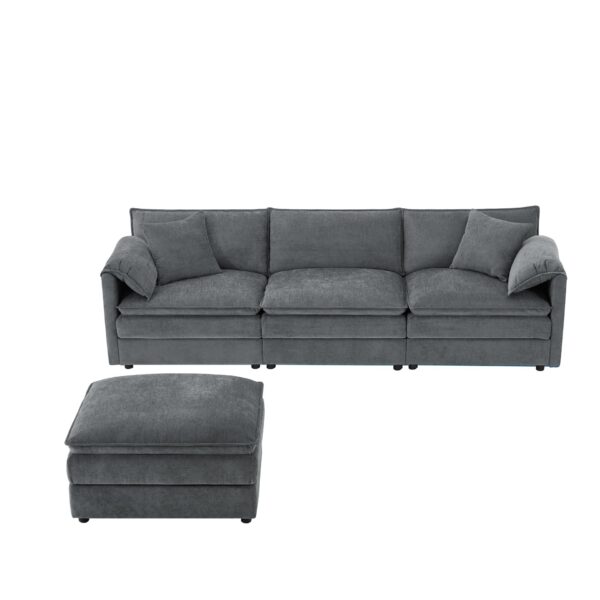 Modular Sectional With Deep And Wide Seat, L Shaped Cloud Couch Set With Double Cushions 4 Seat Sofa With Movable Ottoman Oversized - Dark Gray
